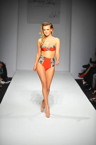 Model at Skinny Bikini swimsuit show — Stock Photo, Image