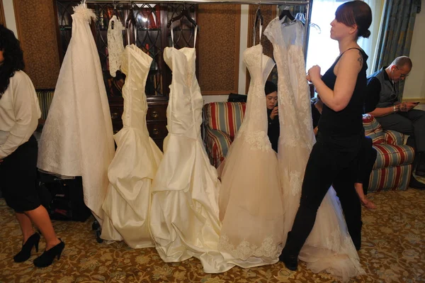 Bridal dresses before Jenny Lee show — Stock Photo, Image