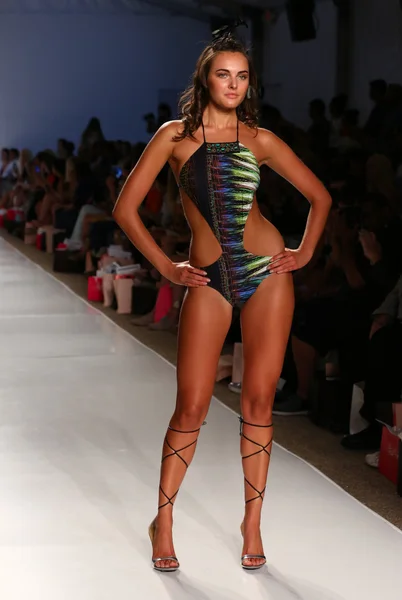 Model walks at Aguaclara Swimwear collection — Stock Photo, Image