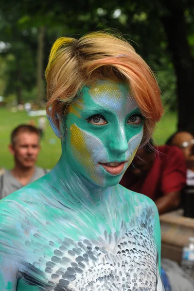 Nude artists during first official Body Painting Event — Stock Photo, Image