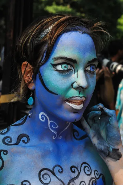 Nude artists during first official Body Painting Event — Stock Photo, Image