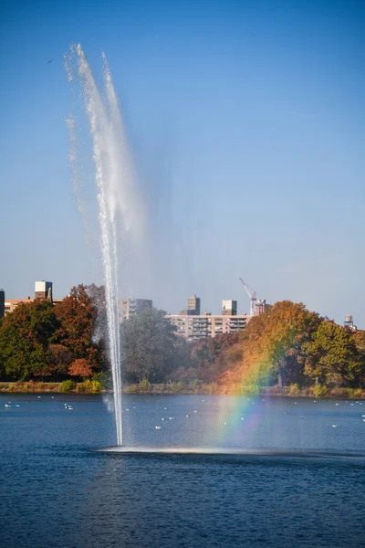Fountain Rainbow Central Park Reservoir Jacqueline Kennedy Onassis Reservoir New — Stock Photo, Image