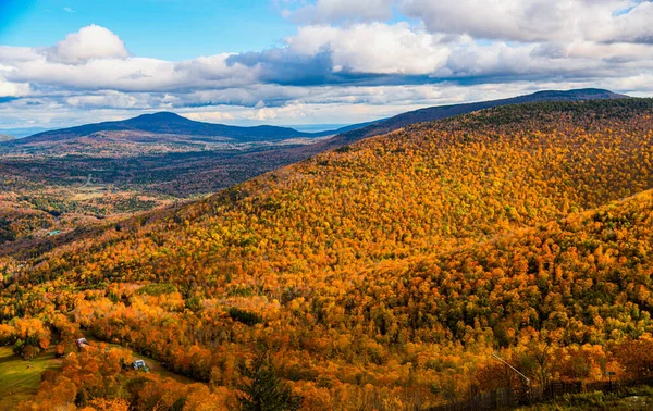 Vista Dall Alto Sul Paesaggio Autunnale Con Alberi Colorati Una — Foto Stock