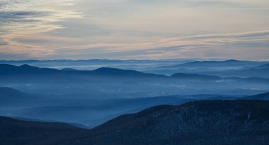 Top view from Peak Mansfield to the valley. Vermont, USA.