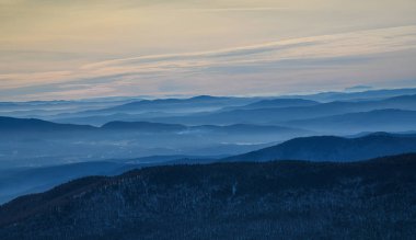Top view from Peak Mansfield to the valley. Vermont, USA.