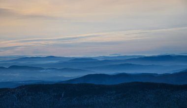 Top view from Peak Mansfield to the valley. Vermont, USA.