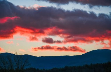 Sunrise in the mountains at Stowe Vermont, USA. 