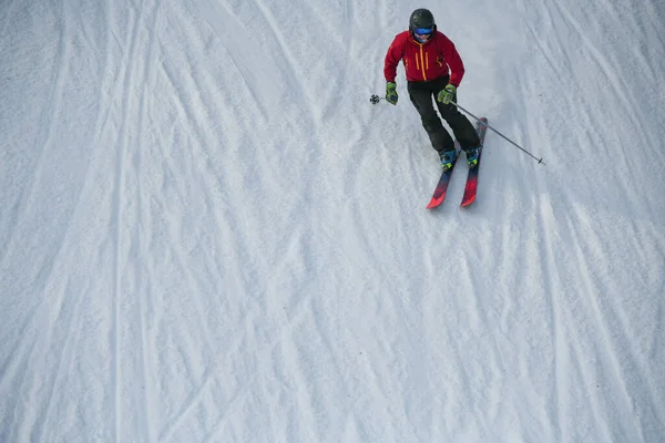 Skier Downhill Slope Photo Chairlift — Fotografia de Stock