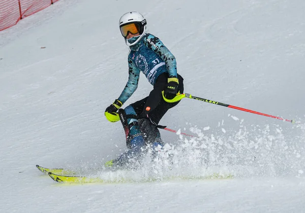 Vermont December Young Skiers Mount Mansfield Academy Practising Spruce Peak —  Fotos de Stock