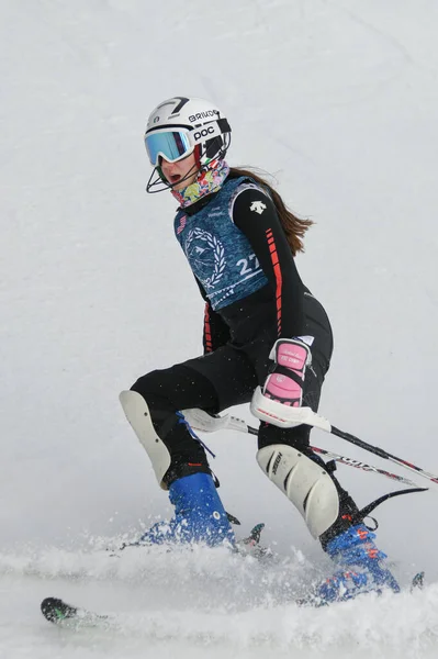 Vermont Diciembre Jóvenes Esquiadores Mount Mansfield Academy Practican Campo Carreras — Foto de Stock