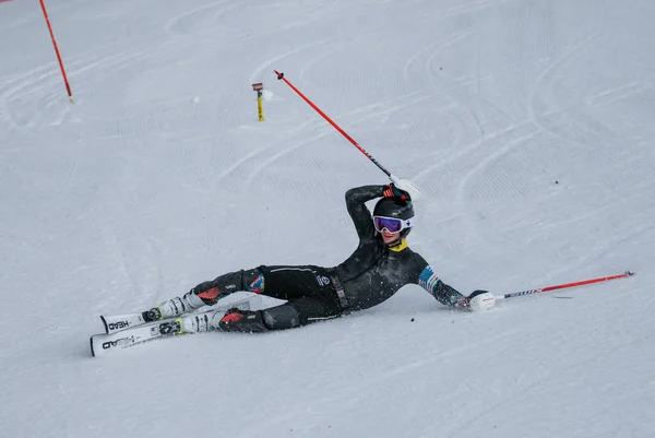 Vermont December Young Skiers Mount Mansfield Academy Practising Spruce Peak — стокове фото