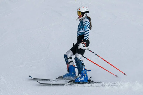 Vermont December Young Skiers Mount Mansfield Academy Practising Spruce Peak — Fotografia de Stock