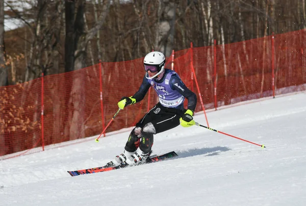 Vermont December Young Skiers Mount Mansfield Academy Practising Spruce Peak — 스톡 사진