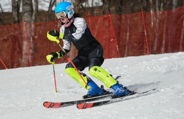 Vermont December Young Skiers Mount Mansfield Academy Practising Spruce Peak — Foto de Stock
