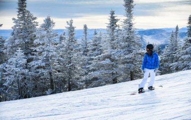 Snowboarder enjoys the Stowe Mountain Resort.
