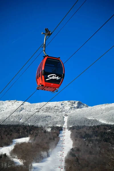 Stowe Mountain Ski Resort Gondola Vermont Usa Amazing Winter Day — Stock fotografie