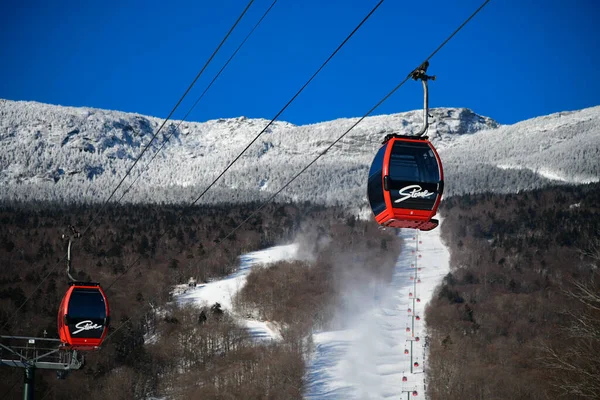 Easy Way Gondola Lift Stowe Ski Resort Vermont Beautiful Winter — стоковое фото