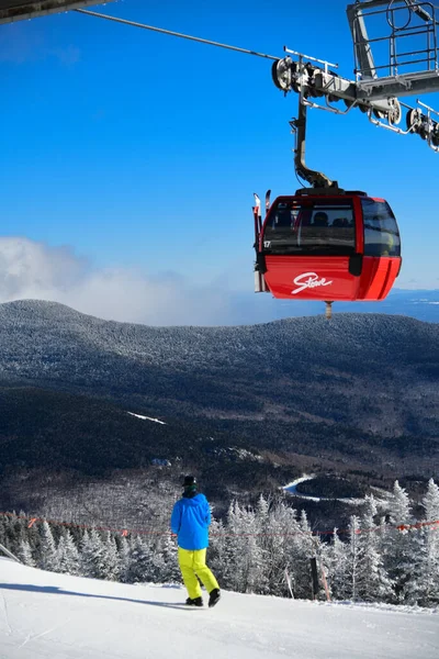 Easy Way Gondola Lift Stowe Ski Resort Vermont Beautiful Winter — стоковое фото