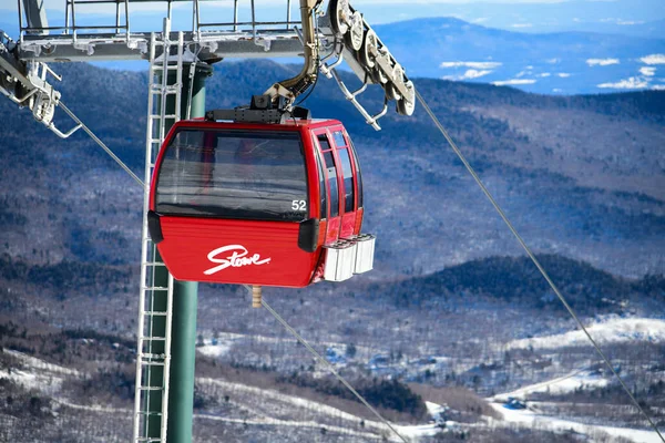 Easy Way Gondola Lift Stowe Ski Resort Vermont Beautiful Winter — Stockfoto