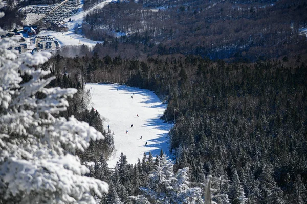 View Top Mountain Ski Slopes Beautiful Sunny Day — Stockfoto