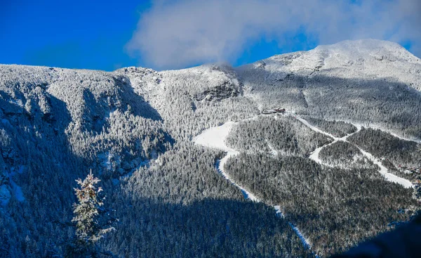 Scenic Winter Mountains Landscape Top View Ski Trails — Fotografia de Stock