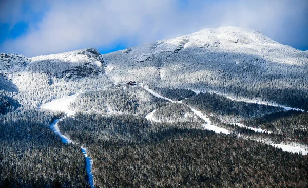 Scenic Winter Mountains Landscape Top View Ski Trails — Stock Fotó