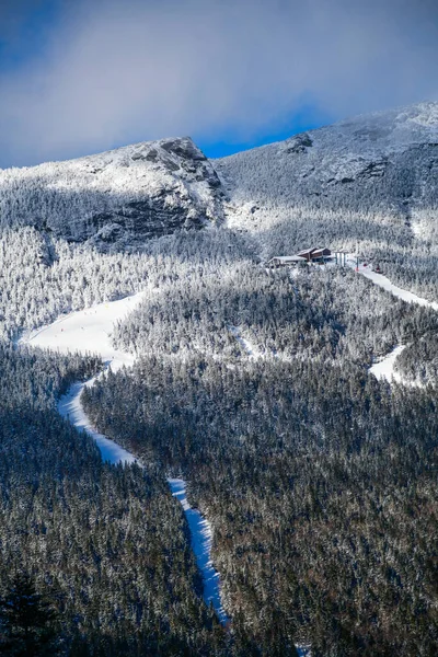 Scenic Winter Mountains Landscape Top View Ski Trails — Fotografia de Stock