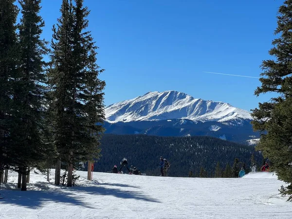 Incredibile Vista Dalla Cima Paesaggio Invernale Comprensorio Sciistico Colorado — Foto Stock