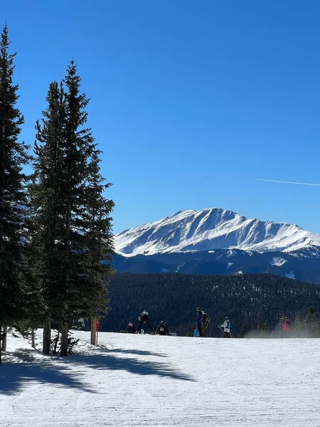 Incredibile Vista Dalla Cima Paesaggio Invernale Comprensorio Sciistico Colorado — Foto Stock