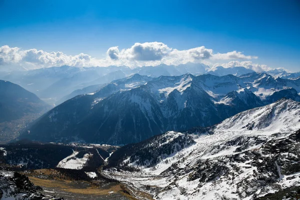 Kompleks Narciarski Pejo Dolinie Val Sole Włoszech Europie Zimowy Krajobraz — Zdjęcie stockowe