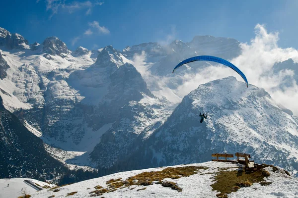 Paragliding Flights Pinzolo Ski Resort Val Rendena Trentino Northern Italian — Stock Photo, Image