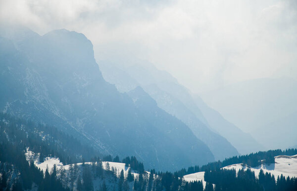 Fantastic winter landscape at Pinzolo Ski Resort in Val Rendena in Trentino in the northern Italian Alps, Italy Europe.