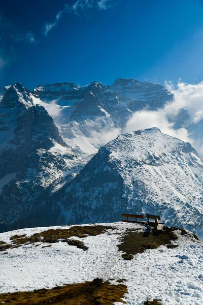 Fantástico Paisaje Invernal Estación Esquí Pinzolo Val Rendena Trentino Los — Foto de Stock