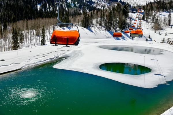 Ascenseur Bulles Orange Domaine Skiable Park City Canyons Dans Utah — Photo