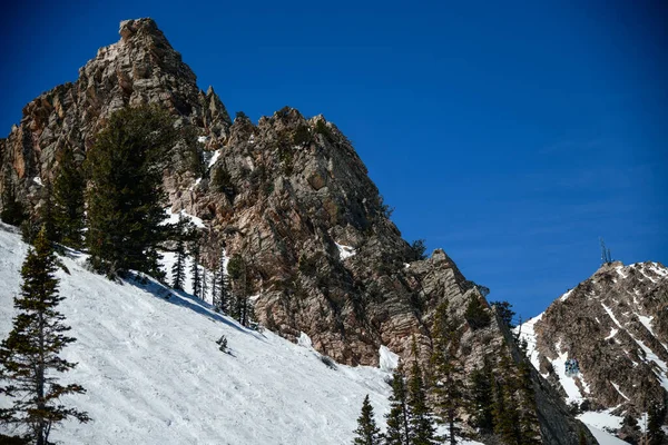 Beau Paysage Snowbasin Ski Resort Utah Pentes Enneigées Montagnes Rocheuses — Photo