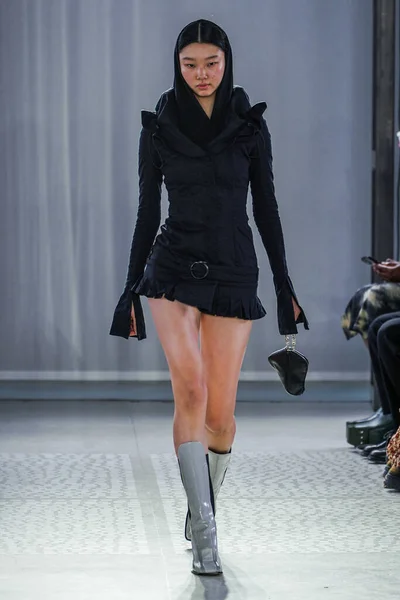 Milan Italy February Model Walks Runway Trussardi Fashion Show Milan —  Fotos de Stock