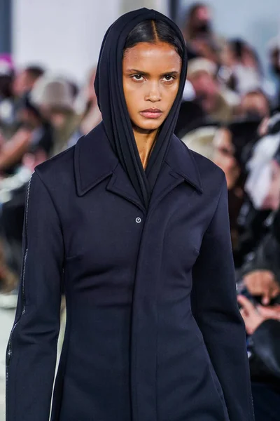 Milan Italy February Model Walks Runway Trussardi Fashion Show Milan — Stock Photo, Image