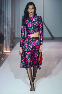 MILAN, ITALY - FEBRUARY 25: A model walks the runway at the Elisabetta Franchi fashion show during the Milan Fashion Week Fall/Winter 2022/2023 on February 25, 2022 in Milan, Italy.