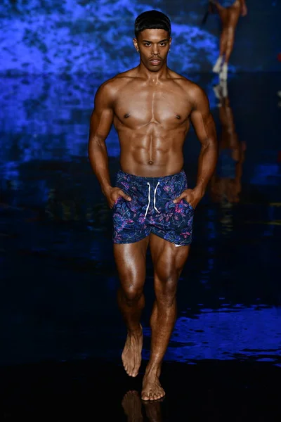 Miami Beach Florida July Model Walks Runway Marqueza Swimwear Show — Fotografia de Stock
