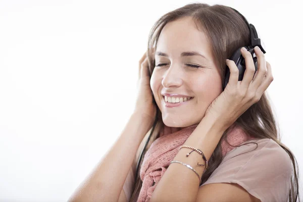 Hermosa mujer con auriculares —  Fotos de Stock