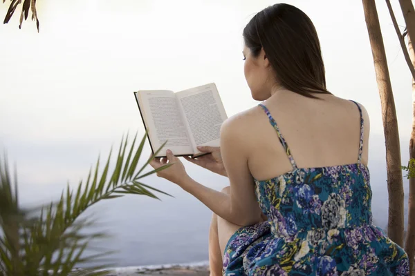 Jovem mulher lendo um livro — Fotografia de Stock