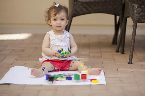 Menina Pintura — Fotografia de Stock