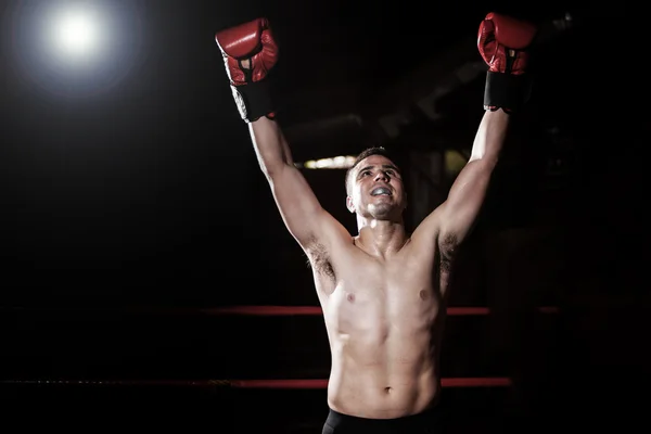 Retrato de um campeão de pugilista desfrutando de sua vitória — Fotografia de Stock