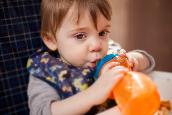 Cute toddler drinking — Stock Photo, Image