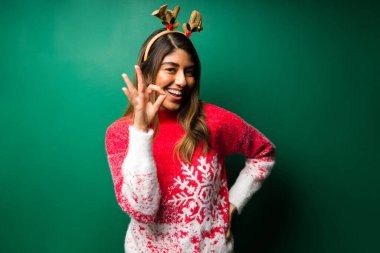 Her şey mükemmel. Latin bir kadının portresi Noel tatili boyunca 