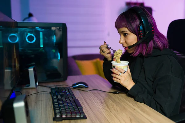 Young Girl Playing Game Computer Online In Internet Cafe Stock Photo,  Picture and Royalty Free Image. Image 101617114.