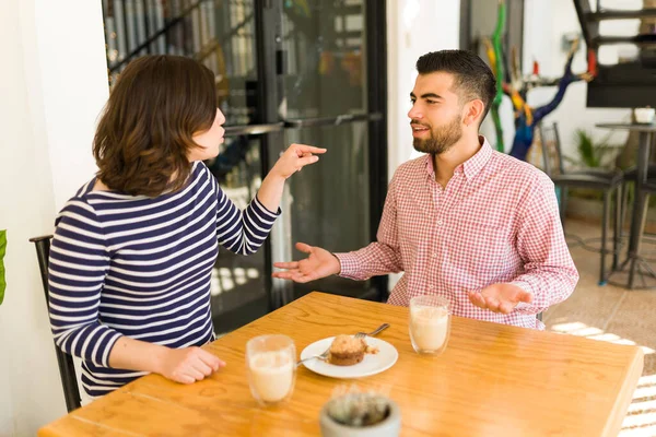You One Blame Annoyed Woman Blaming Her Boyfriend Feeling Angry — Stock Photo, Image