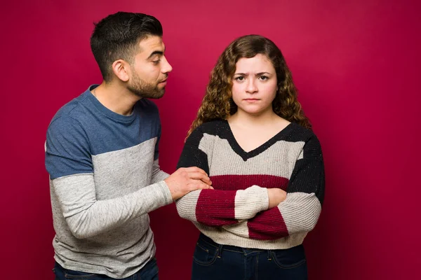 Don Talk Upset Young Woman Feeling Angry Her Boyfriend Sad — Fotografia de Stock