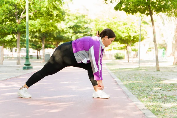 Viaje Fitness Comienza Hoy Mujer Talla Grande Que Comienza Estilo — Foto de Stock