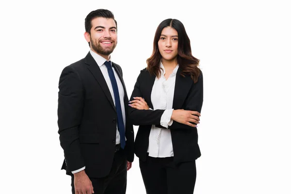 Successful Law Firm Team Lawyers Wearing Professional Suit Studio Background — Stock Photo, Image